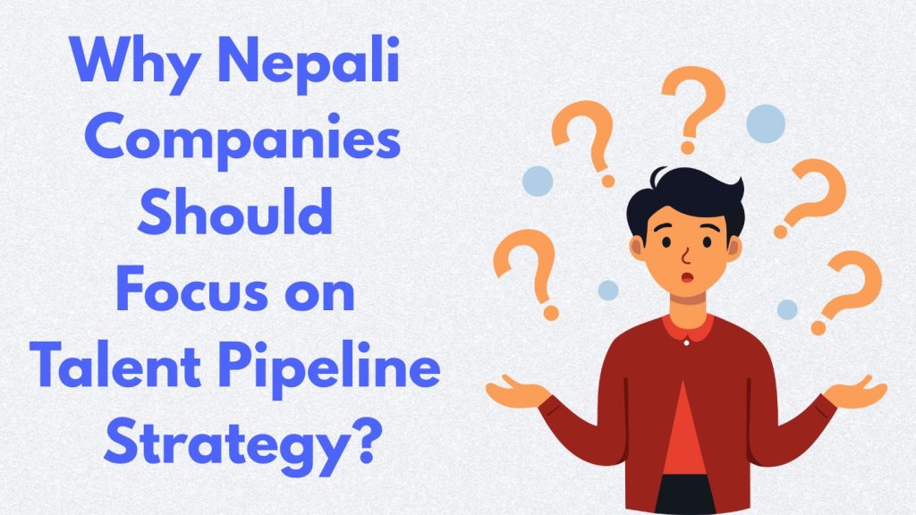 Nepali workers progressing through a talent pipeline with Nepal landmarks in the background.