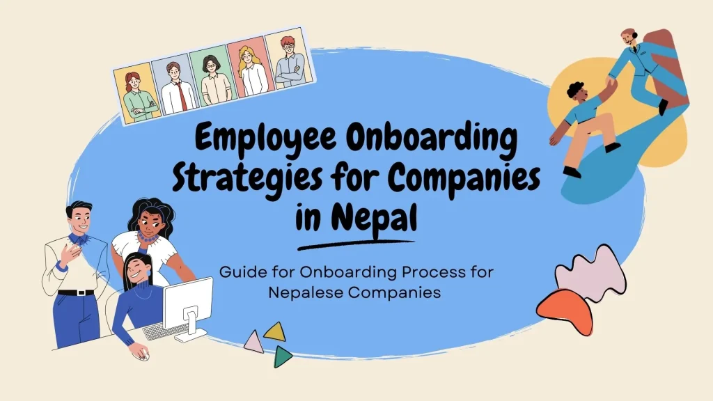 Simplified onboarding themed illustration of Nepali professionals in an office.