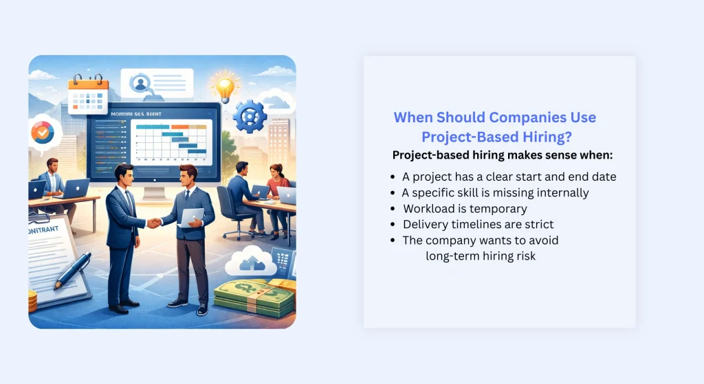 IT professionals working on a temporary project highlighting project-based hiring advantages